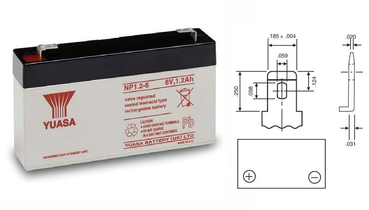 Аккумулятор YUASA NP1,2-6